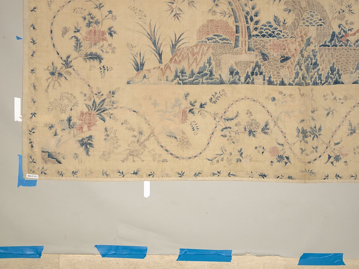 Hanging or Bed Cover, Cotton; pounced and painted