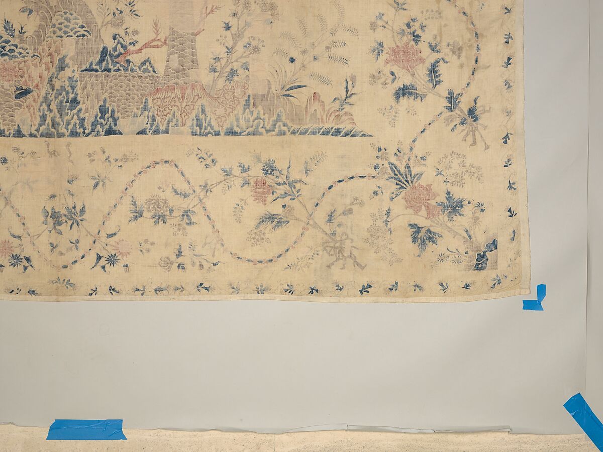 Hanging or Bed Cover, Cotton; pounced and painted