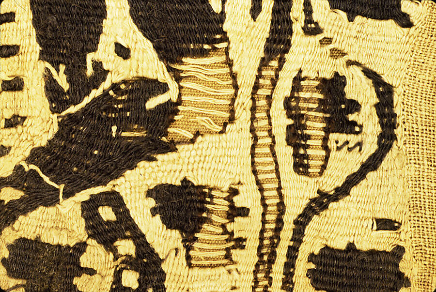 Tunic with Dionysian Ornament, Undyed linen with tapestry woven wool decorations