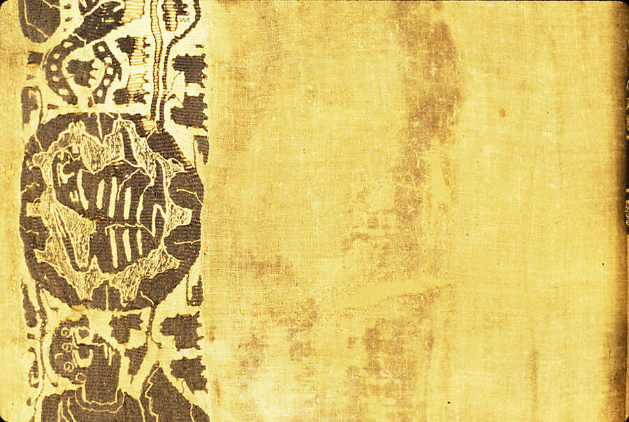 Tunic with Dionysian Ornament, Undyed linen with tapestry woven wool decorations