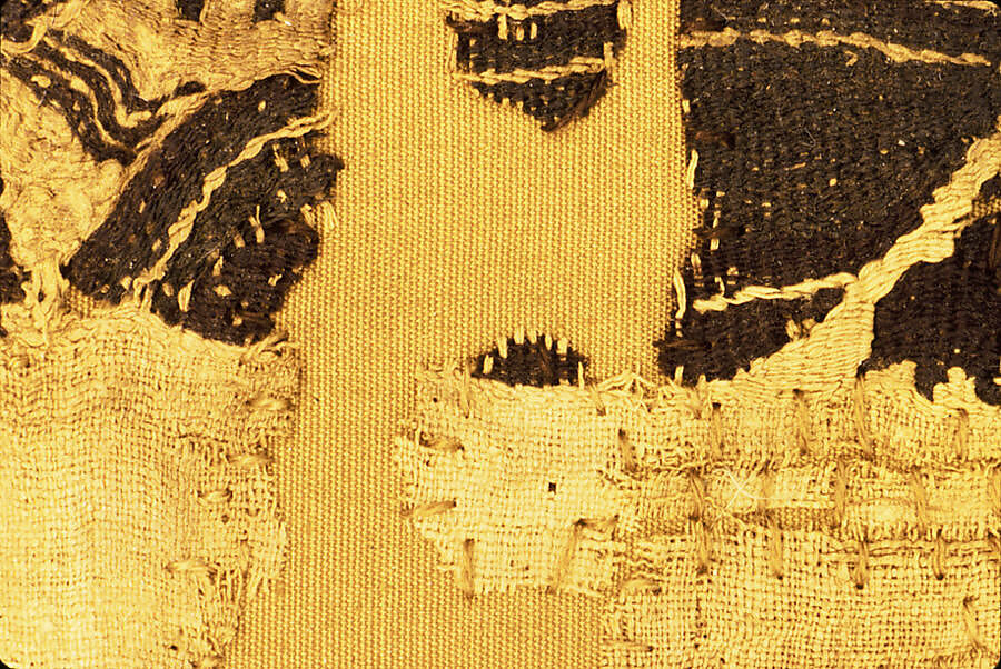 Tunic with Dionysian Ornament, Undyed linen with tapestry woven wool decorations