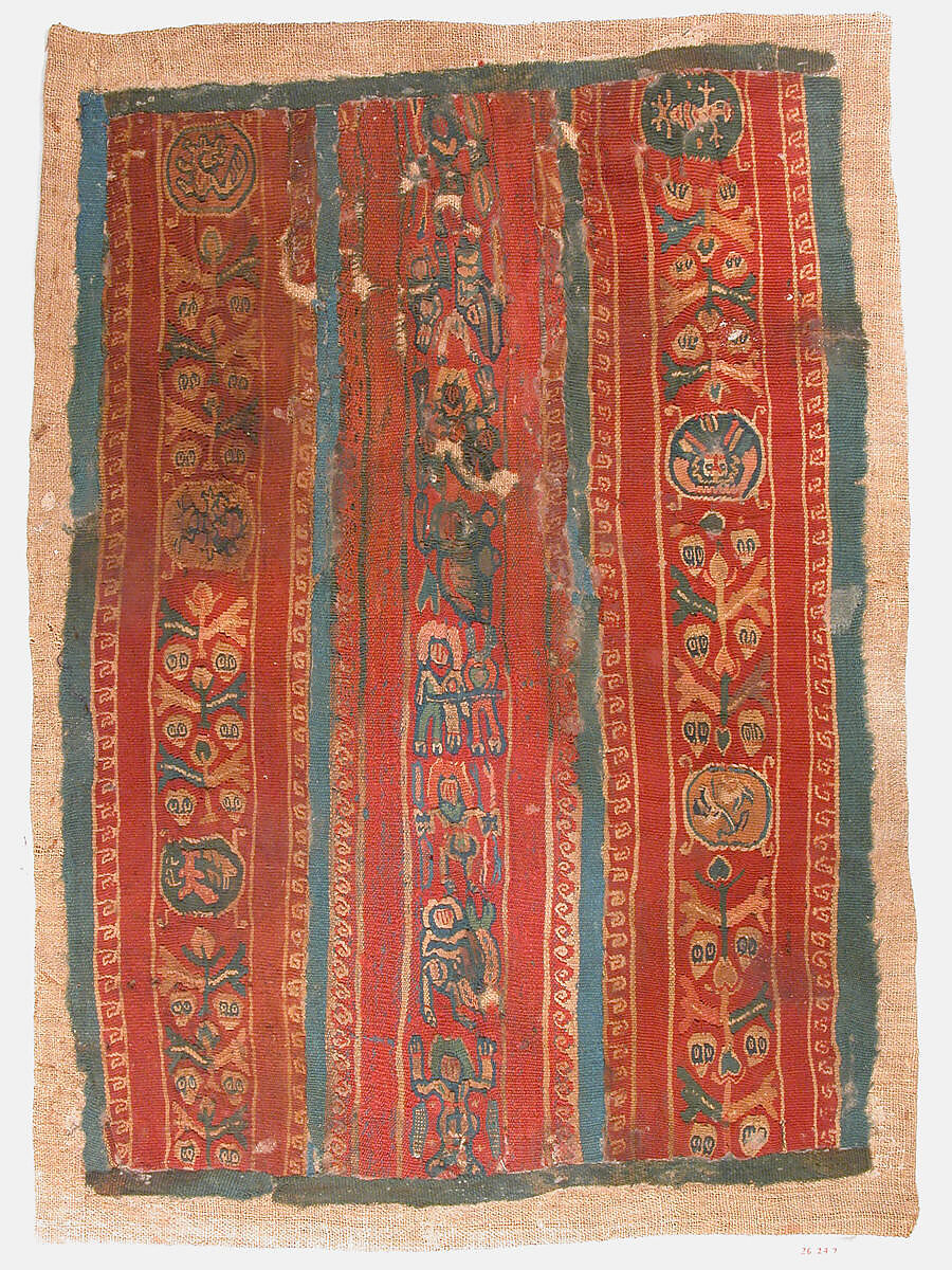 Fragment of a Tunic, Wool; tapestry weave 