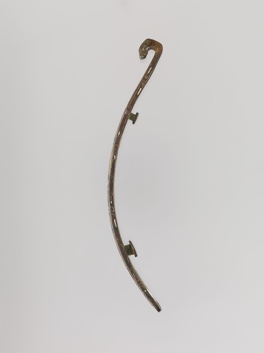 Belt hook, Bronze inlaid with gold, silver, and turquoise, China