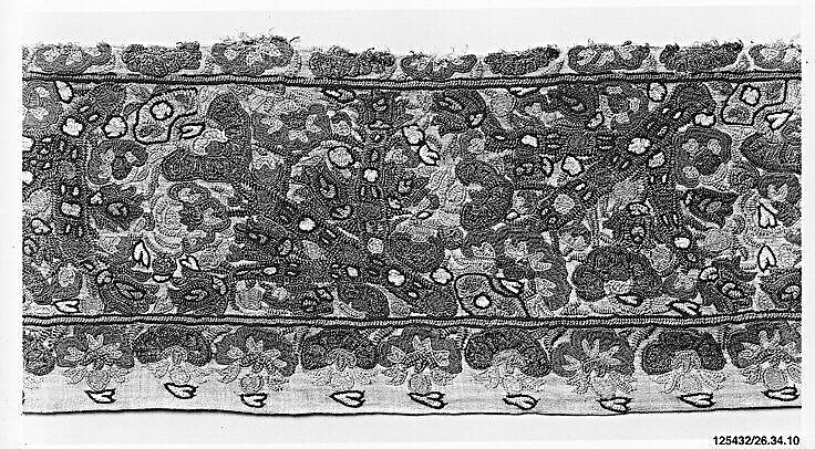 Border, Cotton, silk; embroidered