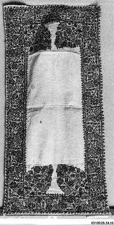 Cover, Cotton; embroidered in silk 