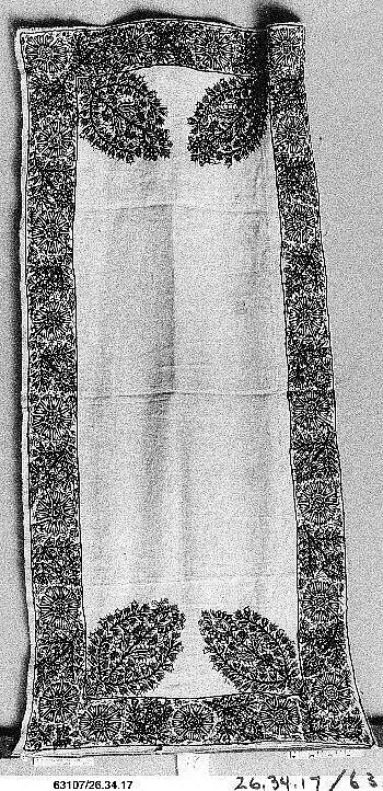 Cover, Cotton; embroidered in silk 