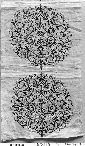 Strip, Cotton; embroidered in silk 