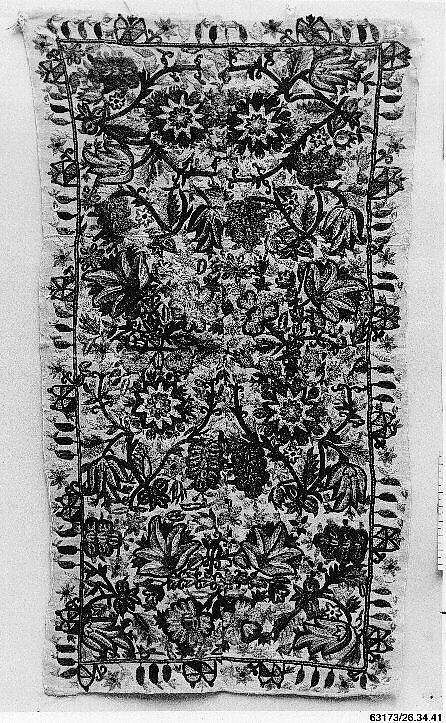 Panel, Cotton; embroidered in silk 
