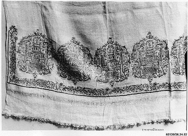 Towel, Cotton, metal wrapped thread; embroidered 
