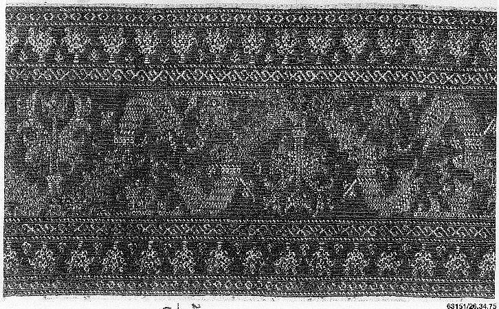 Valance or Bed Hanging, Cotton; embroidered in silk 