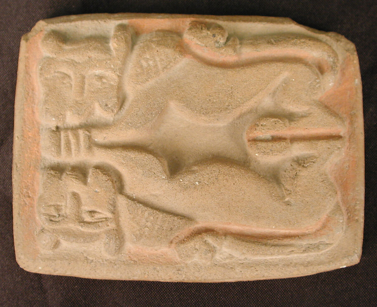 Bath Scraper, Earthenware; unglazed, molded in relief