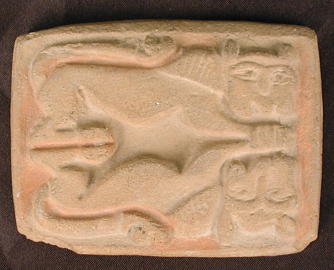 Bath Scraper, Earthenware; unglazed, molded in relief