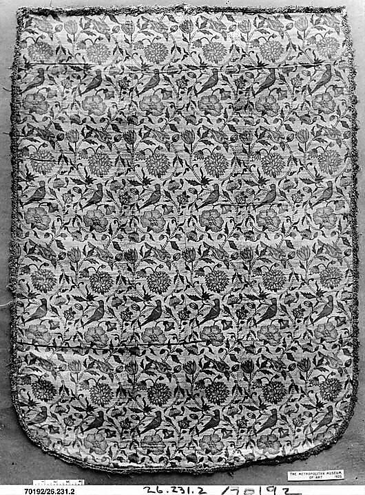 Textile Panel with Birds amid Flowering Vines, Silk, metal wrapped thread; taqueté