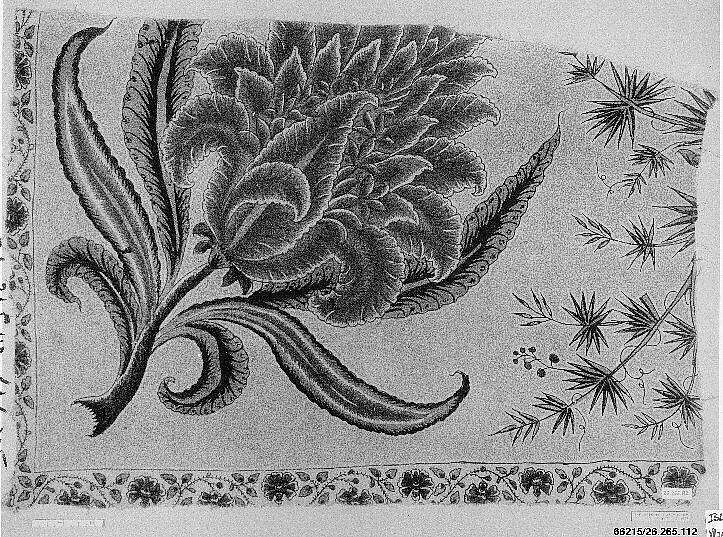 Fragment of a Veil (Yashmak), Cotton; pounced and painted