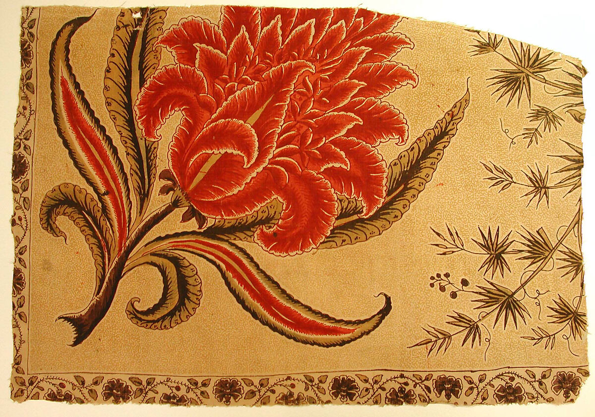 Fragment of a Veil (Yashmak), Cotton; pounced and painted 