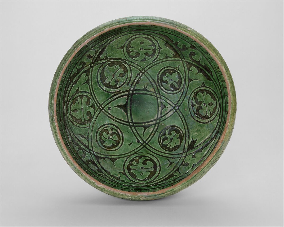 Garrus-Ware Bowl, Earthenware; white slip-covered, carved decoration under a monochrome glaze (Garrus ware)