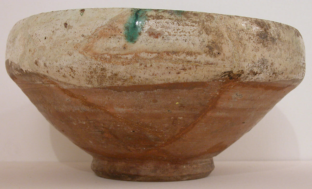 Bowl, Earthenware; white slip covered, glazed