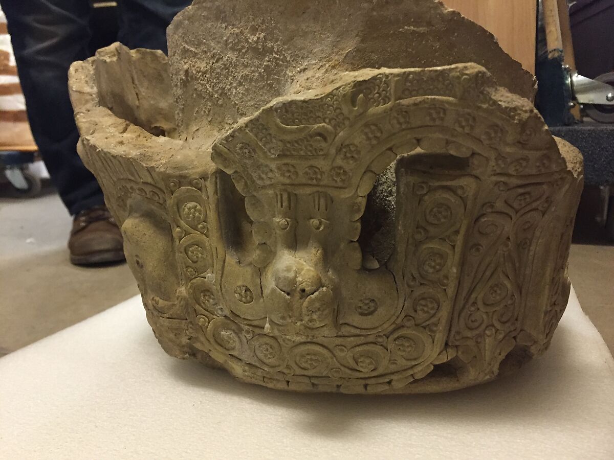 Fragment of a Storage Vessel (Habb), Earthenware; molded, pierced, barbotine, engraved