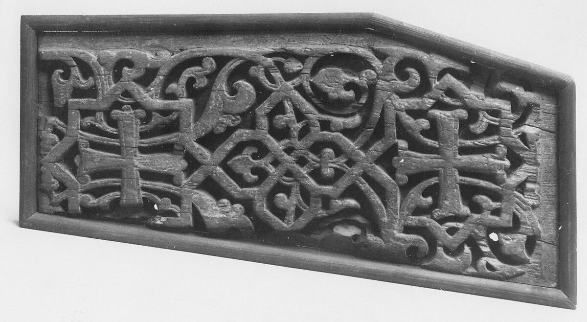 Panel with Cross, Wood; carved and painted