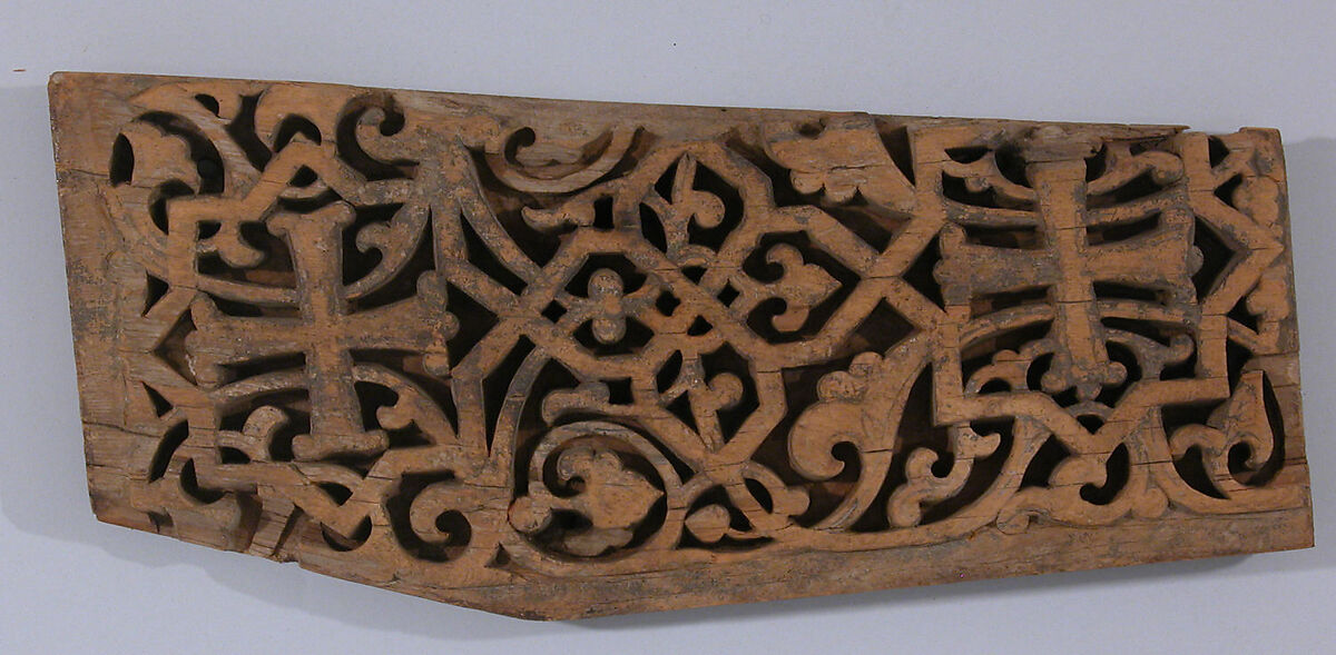 Panel with Cross, Wood; carved and painted 