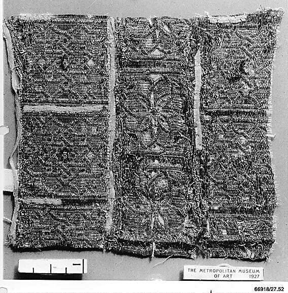 Textile Fragment, Silk and metal wrapped thread; brocaded
