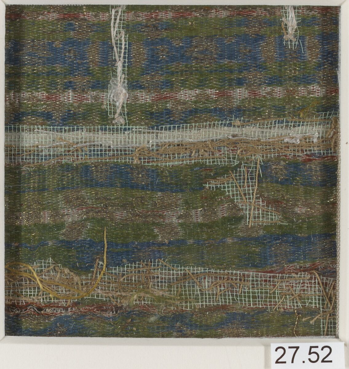 Textile Fragment, Silk and metal wrapped thread; brocaded