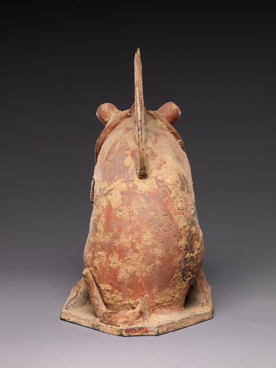 Tomb Guardian (Zhenmushou), Earthenware with pigment, China
