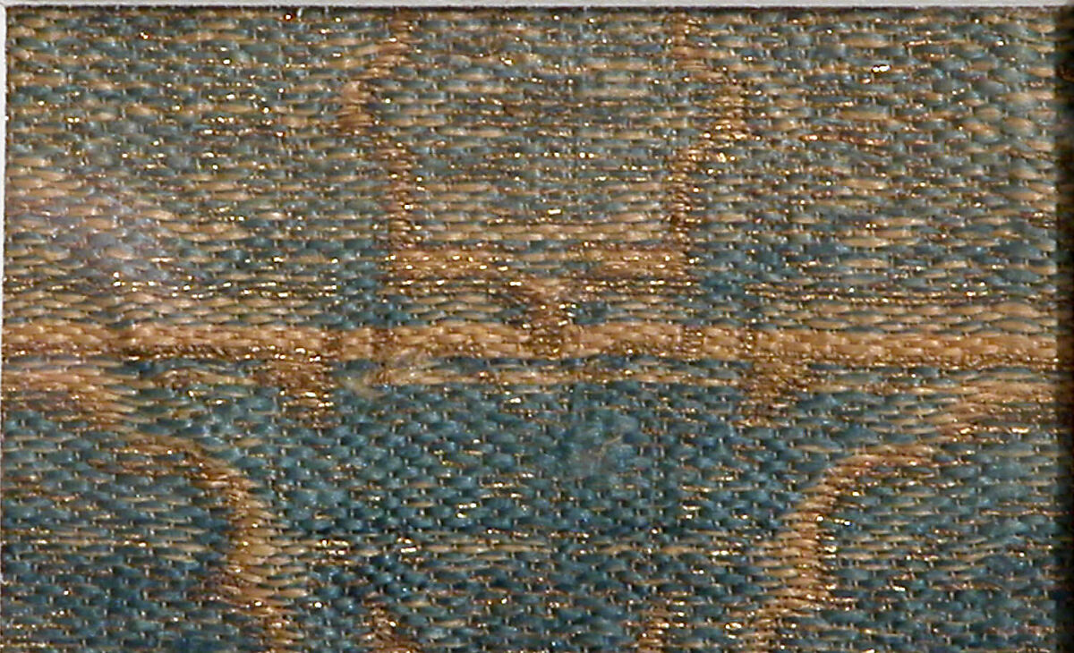 Textile Fragment, Silk, gold wrapped silk, and undyed linen; compound weave