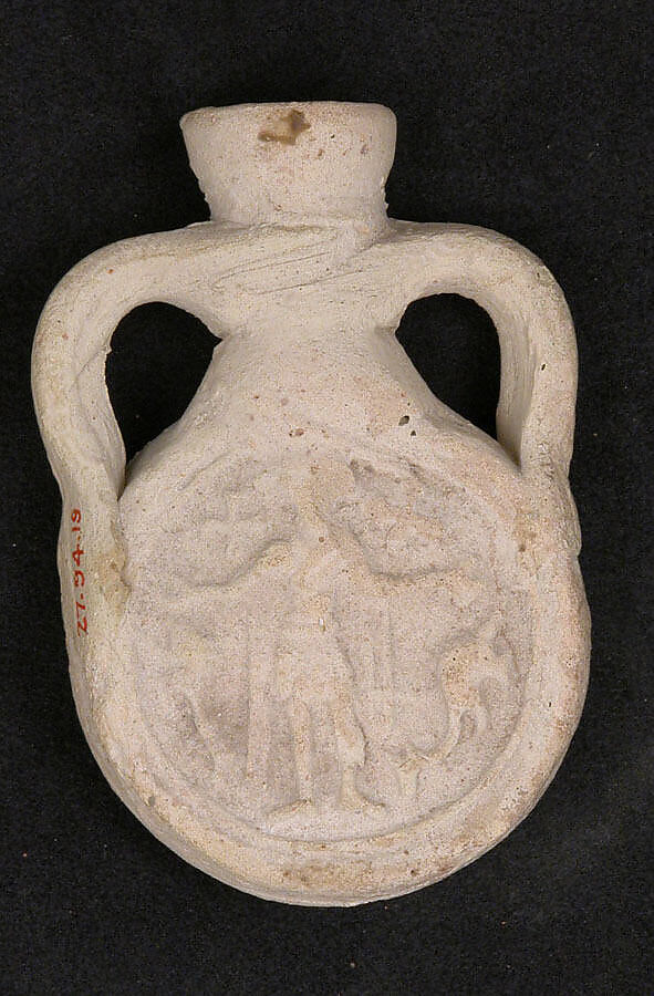 Ampulla (Flask) with Saint Menas, Earthenware; molded