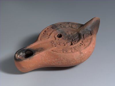 Lamp with Christ Trampling the Beasts, Earthenware; molded