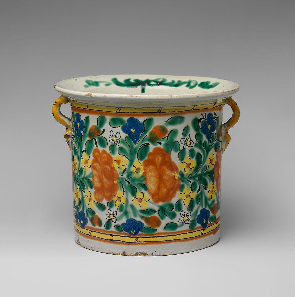 Chamber Pot, Tin-glazed earthenware, Mexican 