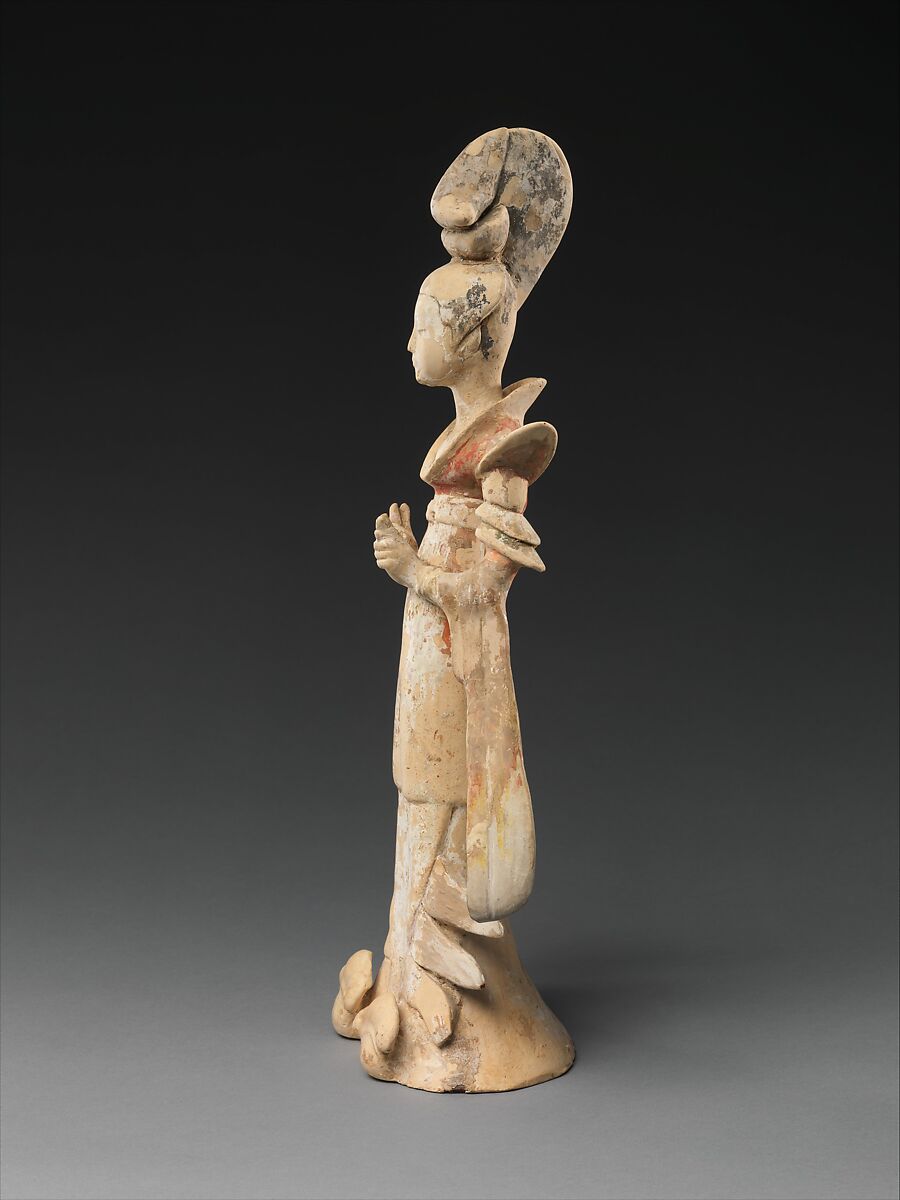 Standing court lady, Earthenware with pigment, China