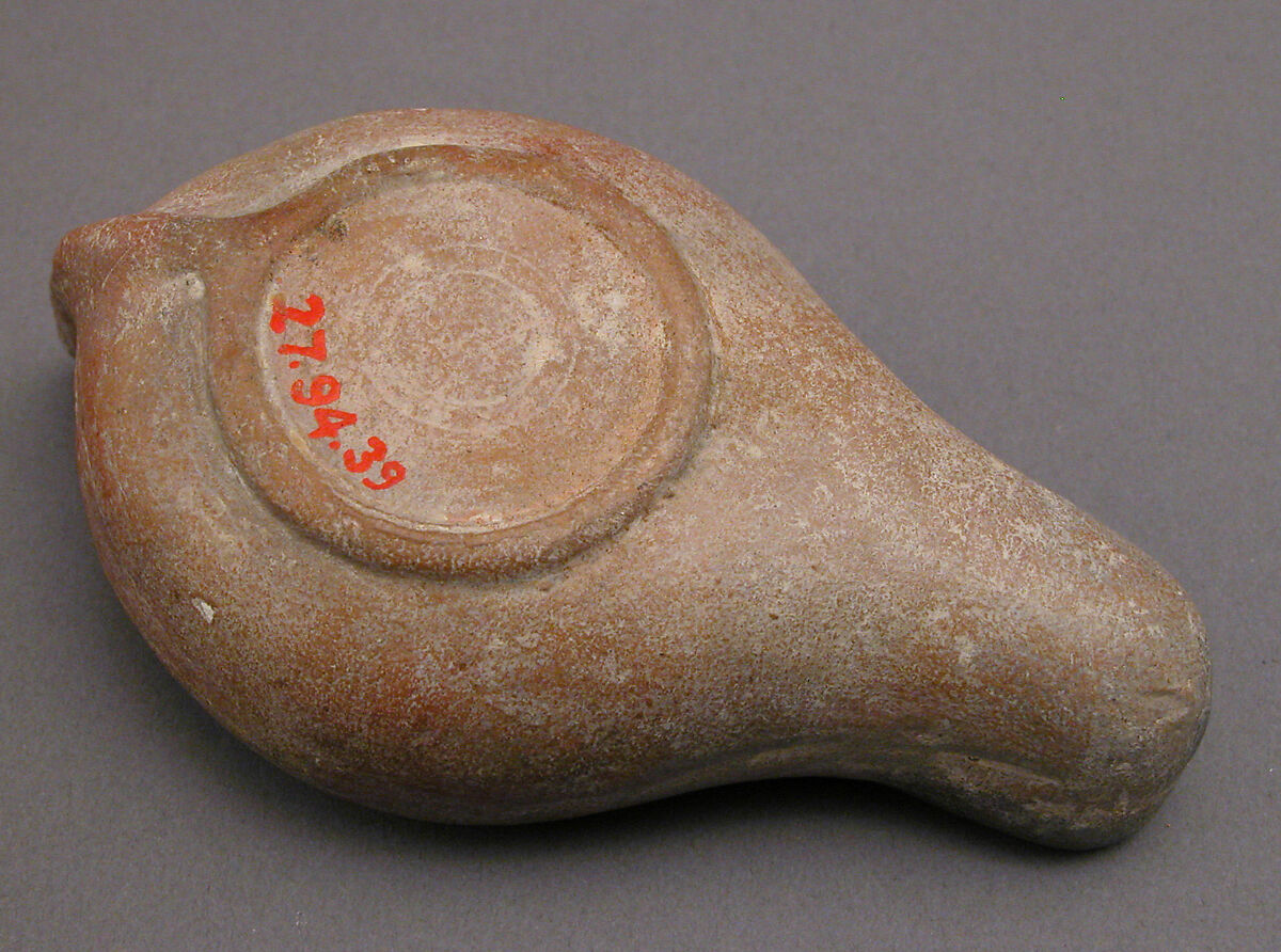 Lamp with the Three Hebrews before Nebuchadnezzar, Earthenware; molded