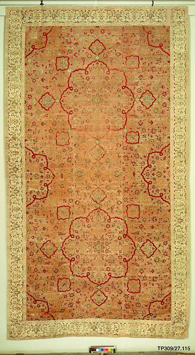 Velvet and Silk Carpet, Silk, metal wrapped thread; cut and voided velvet, brocaded