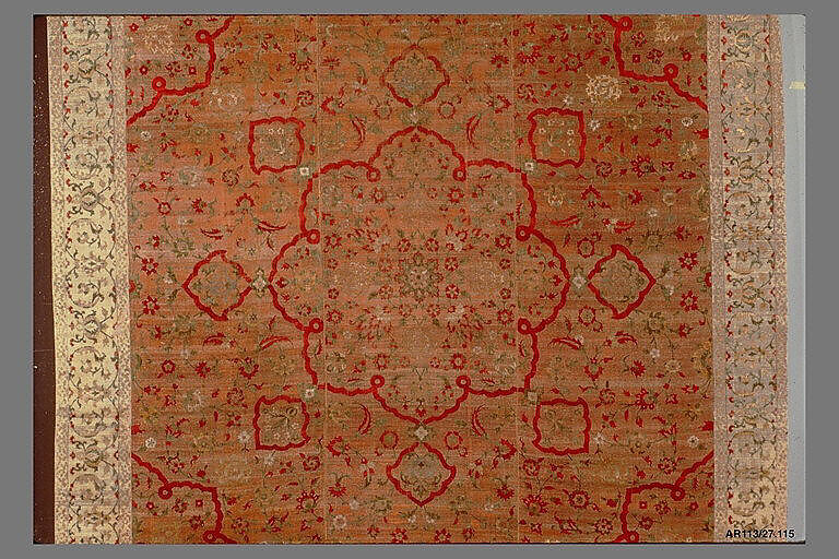 Velvet and Silk Carpet, Silk, metal wrapped thread; cut and voided velvet, brocaded