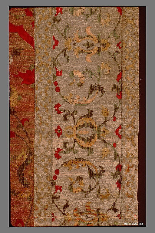 Velvet and Silk Carpet, Silk, metal wrapped thread; cut and voided velvet, brocaded