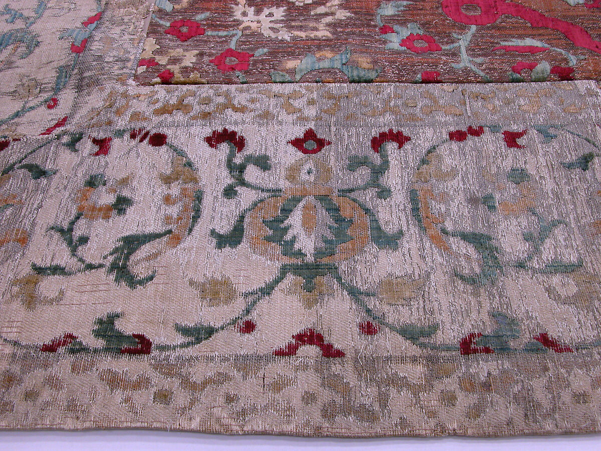 Velvet and Silk Carpet, Silk, metal wrapped thread; cut and voided velvet, brocaded