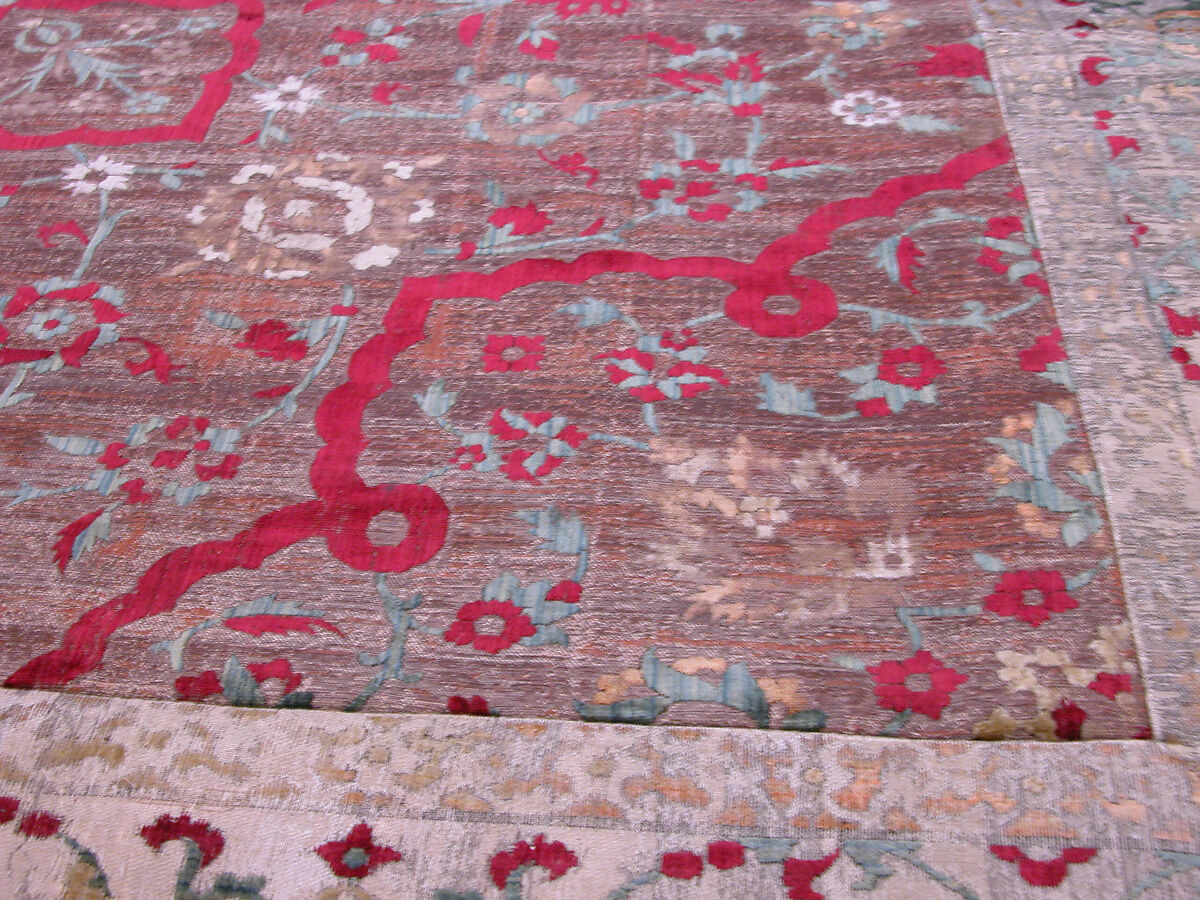 Velvet and Silk Carpet, Silk, metal wrapped thread; cut and voided velvet, brocaded