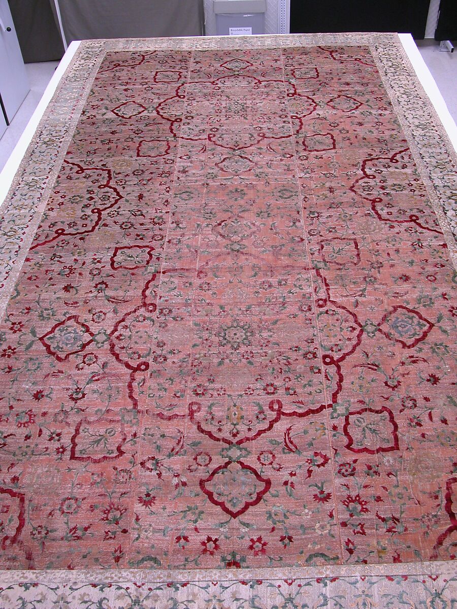 Velvet and Silk Carpet, Silk, metal wrapped thread; cut and voided velvet, brocaded