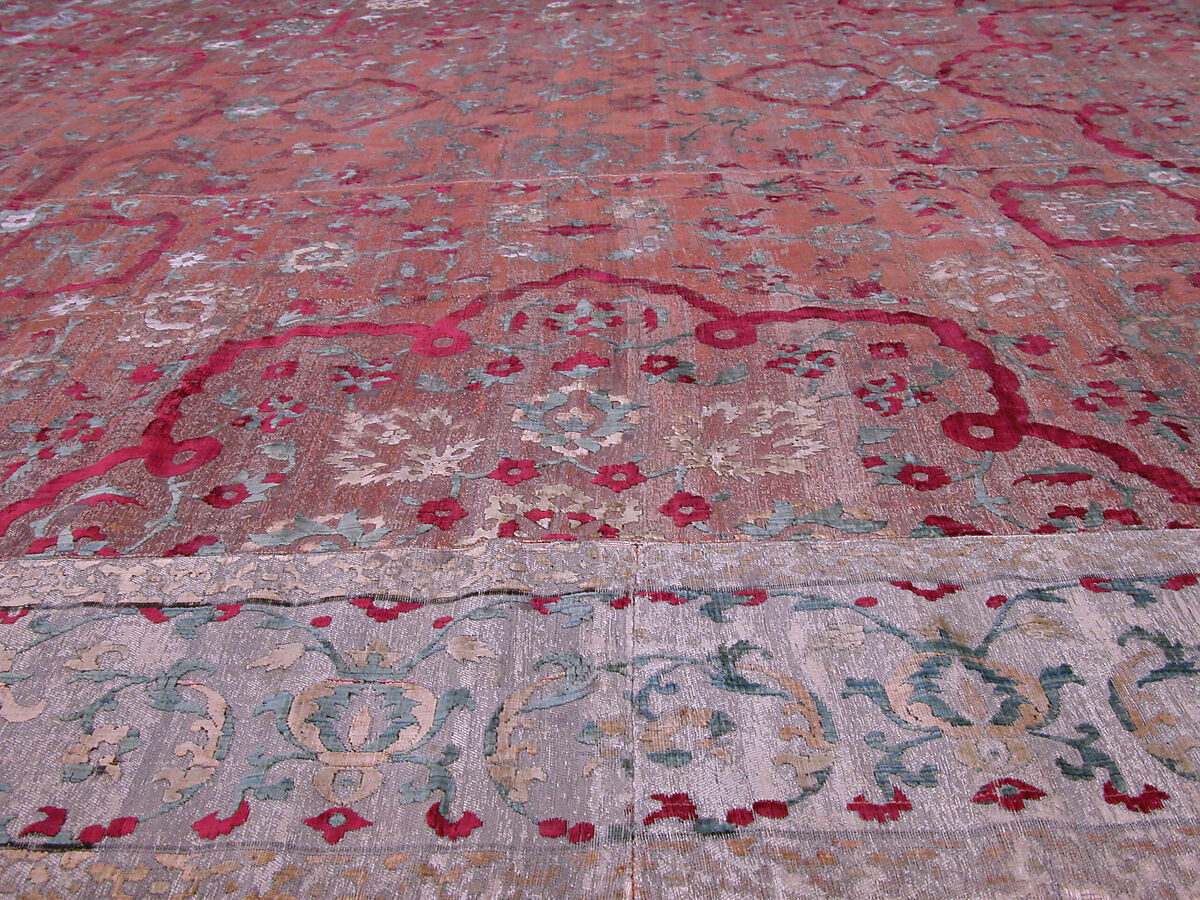 Velvet and Silk Carpet, Silk, metal wrapped thread; cut and voided velvet, brocaded