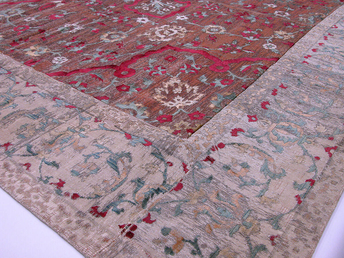 Velvet and Silk Carpet, Silk, metal wrapped thread; cut and voided velvet, brocaded