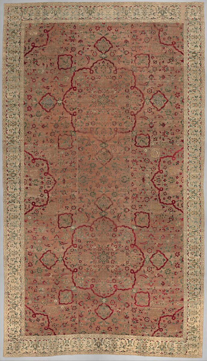 Velvet and Silk Carpet, Silk, metal wrapped thread; cut and voided velvet, brocaded