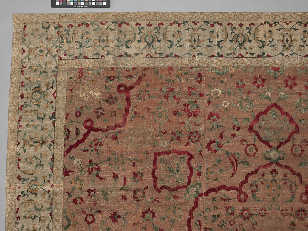 Velvet and Silk Carpet, Silk, metal wrapped thread; cut and voided velvet, brocaded