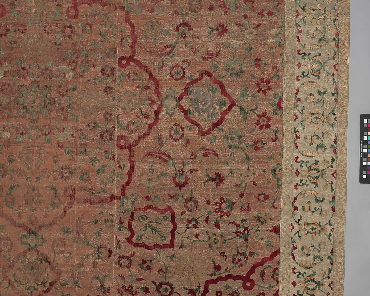 Velvet and Silk Carpet, Silk, metal wrapped thread; cut and voided velvet, brocaded