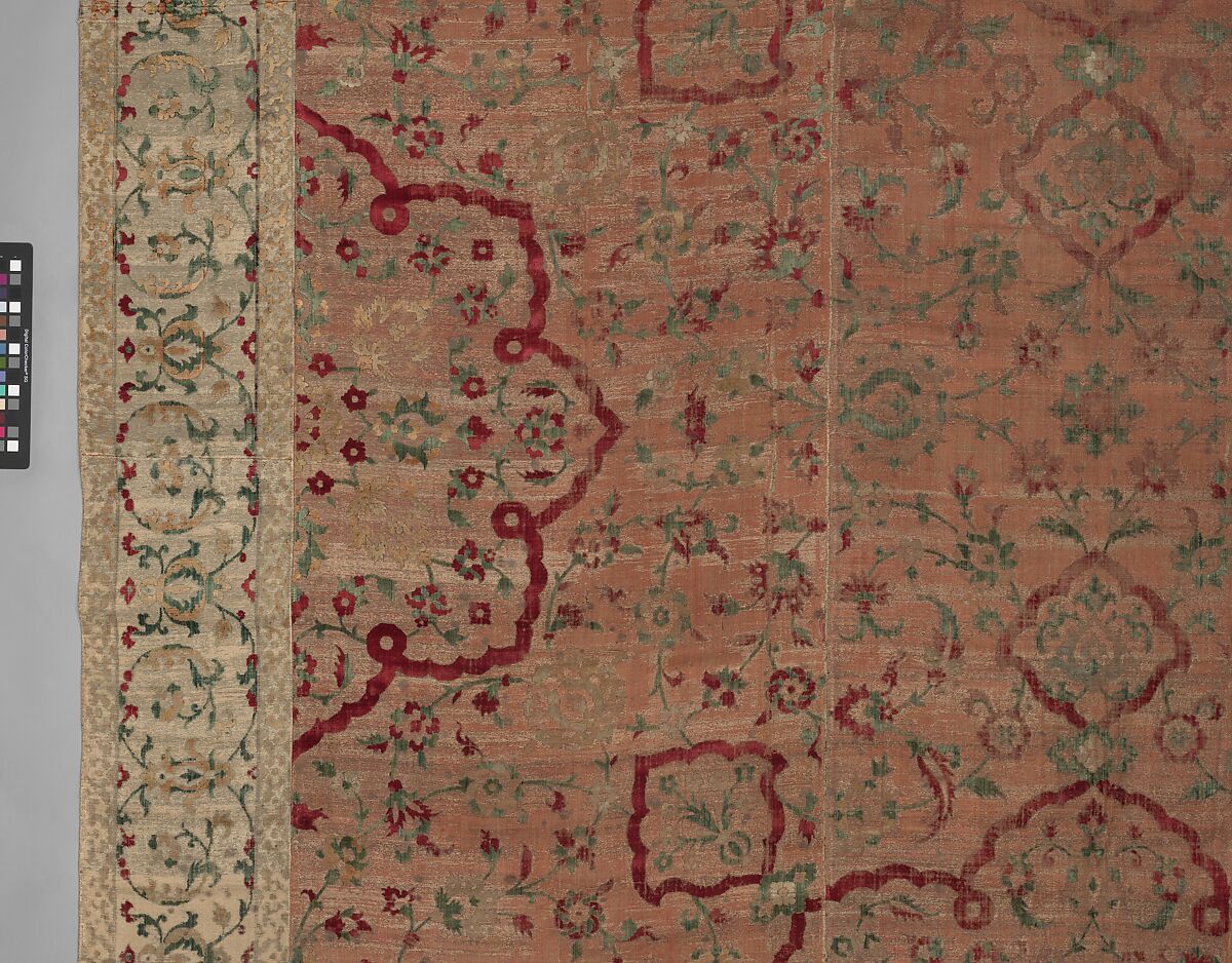 Velvet and Silk Carpet, Silk, metal wrapped thread; cut and voided velvet, brocaded