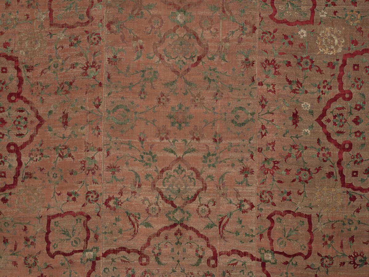 Velvet and Silk Carpet, Silk, metal wrapped thread; cut and voided velvet, brocaded