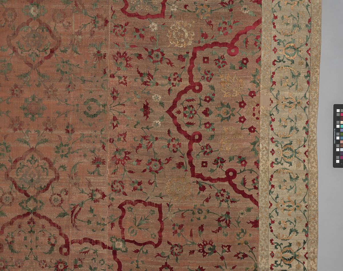 Velvet and Silk Carpet, Silk, metal wrapped thread; cut and voided velvet, brocaded