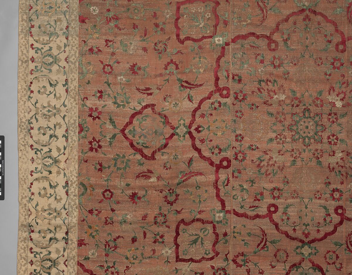 Velvet and Silk Carpet, Silk, metal wrapped thread; cut and voided velvet, brocaded