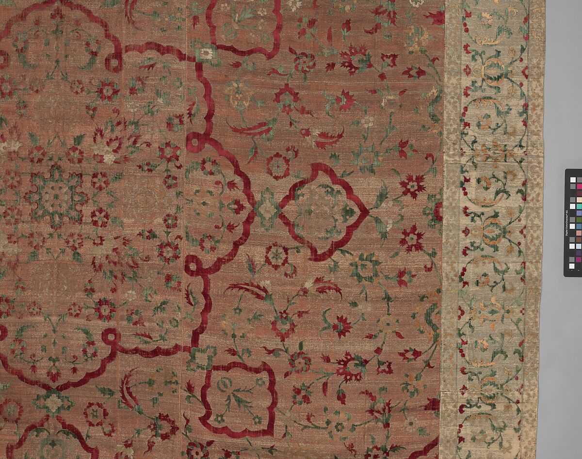 Velvet and Silk Carpet, Silk, metal wrapped thread; cut and voided velvet, brocaded