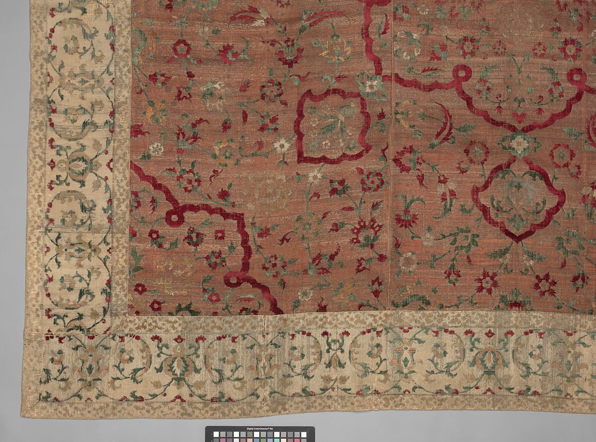 Velvet and Silk Carpet, Silk, metal wrapped thread; cut and voided velvet, brocaded